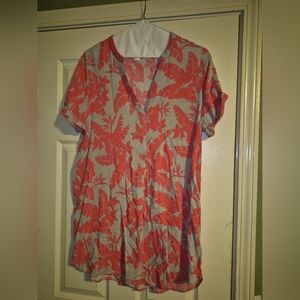 Floral Pink and Gray Women's Top